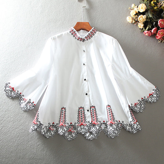 Blusa Corta Estilo Étnico con Volantes - Colección European Station - Image 2
