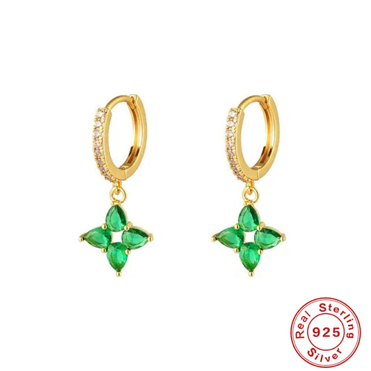 Aretes de Plata 925 Floral Lujo Ligero con Gota de Agua - Image 2