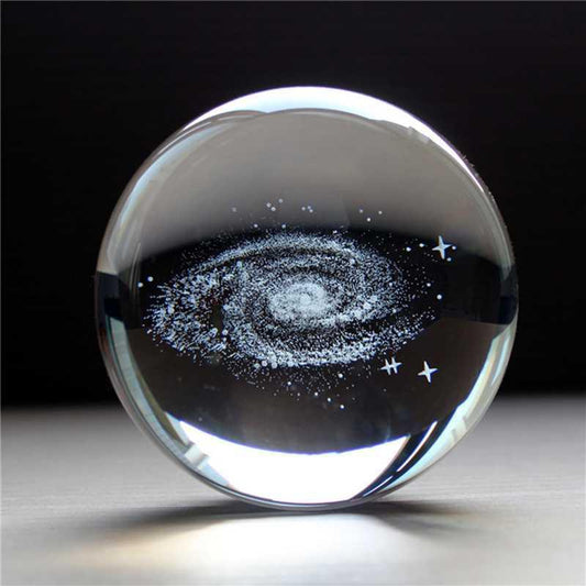 Lámpara Esfera Cristal LED con Música - Galaxia 3D con Energía Solar - Image 2