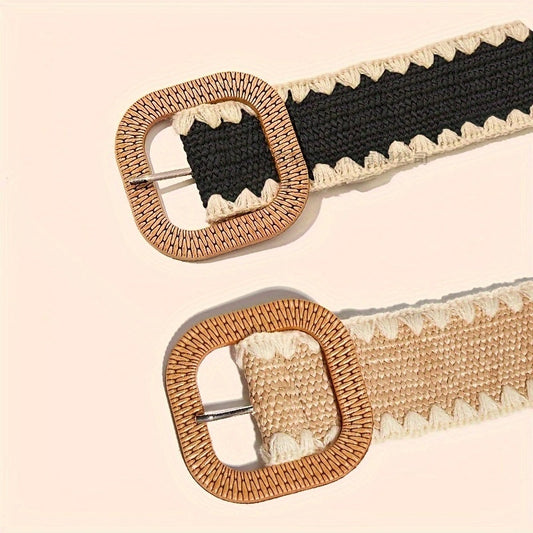 Cinturón Elástico con Hebilla de Madera Estilo Europeo - Image 2