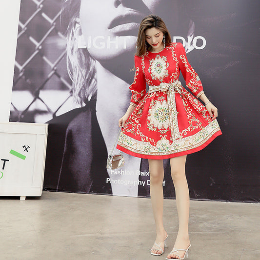 Falda Estampada Estilo Palacio Floral Diamante Talla Pequeña - Image 2