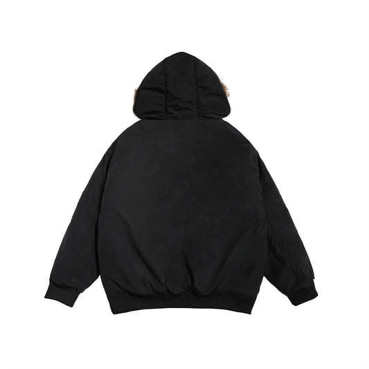 Abrigo de Invierno para Hombre con Cuello de Piel y Cierre de Metal - Image 2