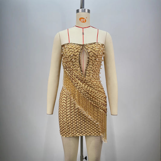 Vestido de Fiesta con Lentejuelas y Flecos - Diseño Personalidad Mujer - Image 2