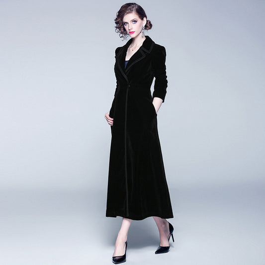 Abrigo Largo de Terciopelo Europeo - Chaqueta Corta Elegante - Image 2