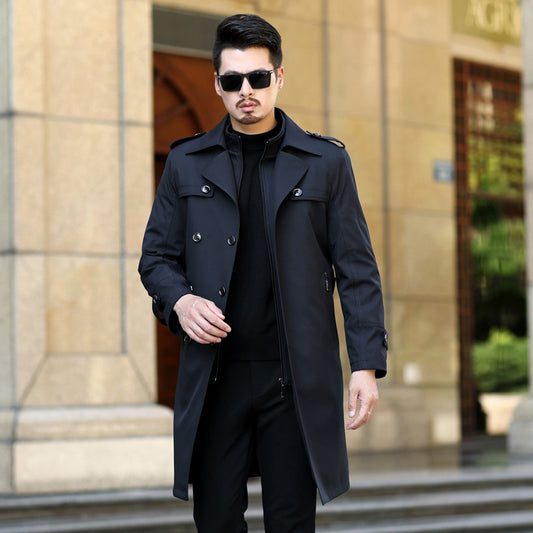 Chaqueta Cortavientos Doble Botonadura con Forro de Lana Desmontable para Hombre - Image 2