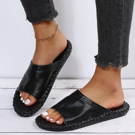 Pantuflas Planas Artesanales para Mujer con Costura a Mano - Image 2