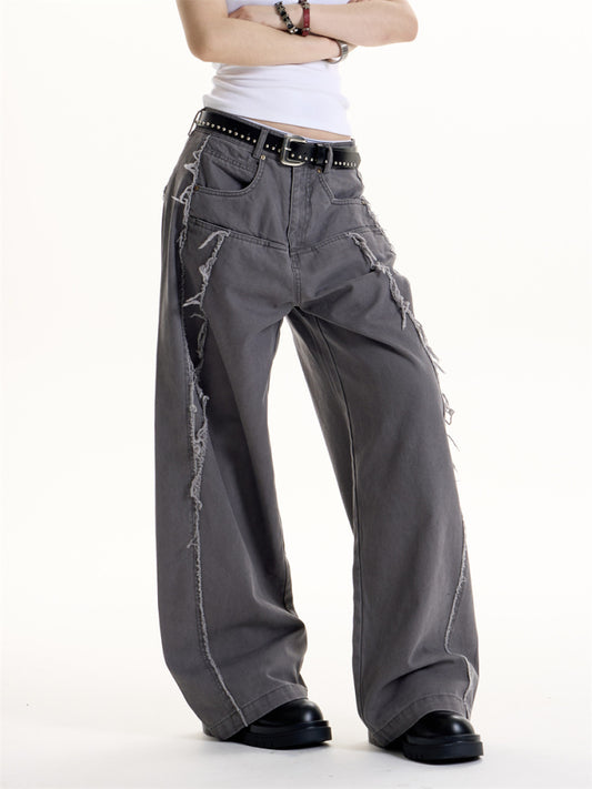 Jeans Vintage Americano con Diseño Deconstruido y Detalles de Borla - Image 2