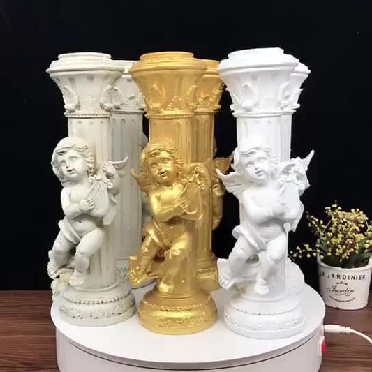 Set de 2 Candelabros Retro Ángel Cupido en Mármol - Image 2