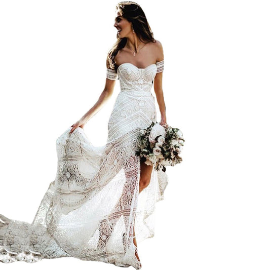 Vestido de Novia Sirena de Encaje Sexy con Detalles Delanteros - Image 2