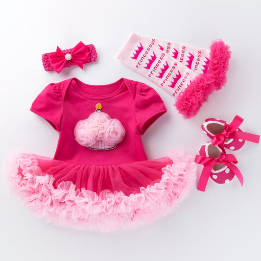 Pelele de Algodón Premium para Bebé - Vestido Romper Rosa Pálido de Manga Corta - Image 2