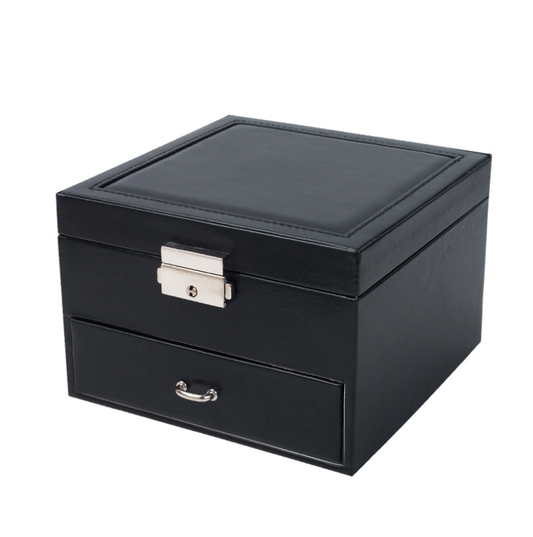 Caja Joyero Doble de Cuero PU Europeo - Organizador Elegante para Joyas - Image 2