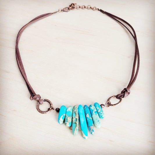 Regalite Slab Necklace with Leather Closure 252j