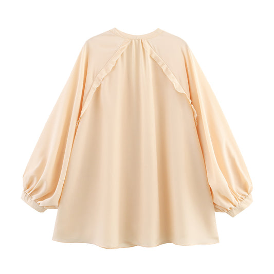 Blusa Holgada Cuello en V con Mangas Largas - Image 2