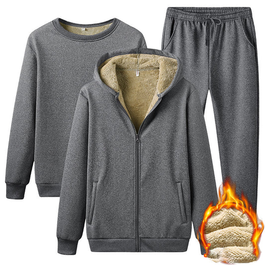 Conjunto de Sudadera Gruesa de Terciopelo para Hombre Talla Grande - Image 2