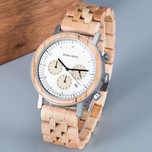 Reloj de Madera con Tres Esferas y Seis Pines - Image 2