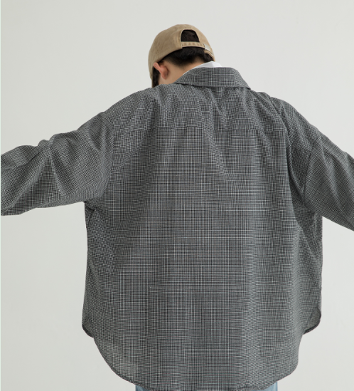 Camisa Cuadrille Oversize Estilo Coreano - Diseño Retro Hong Kong Chic - Image 2