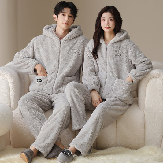 Pijama Térmica para Parejas con Capucha y Cierre - Conjunto Abrigado Unisex - Image 2