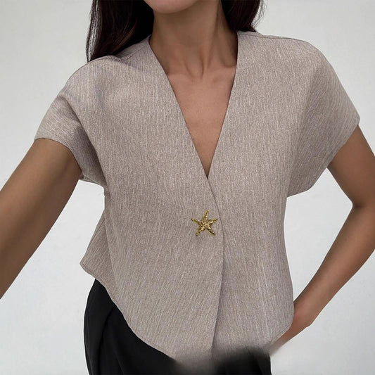 Blusa Elegante Cuello V con Cintura Marcada y Hombros Amplios - Image 2