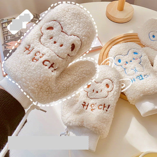 Guantes Escolares Cálidos con Bordado de Osito - Image 2
