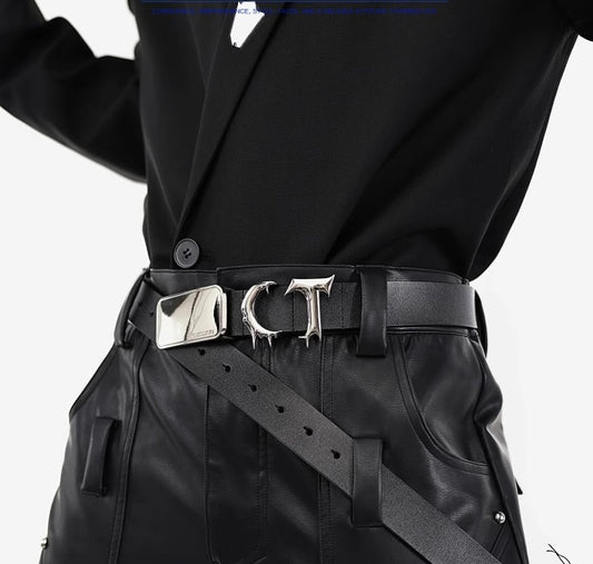 Cinturón Metálico Tridimensional con Costura Irregular - Diseño Trendy Unisex - Image 2