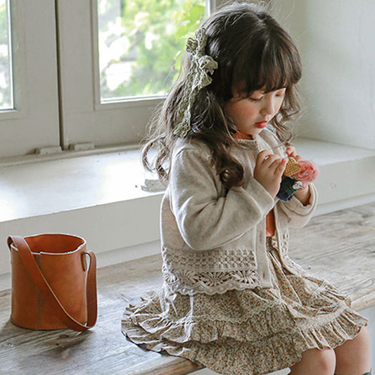 Suéter de Encaje Calado para Niña con Mangas Largas - Estilo Coreano - Image 2