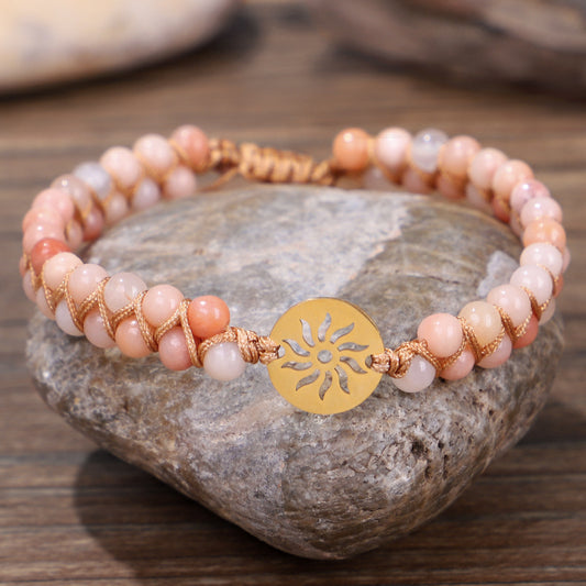 Pulsera de Meditación Doble Capa con Piedras Naturales Tejidas a Mano - Image 2