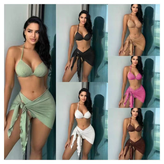 Traje de Baño Tres Piezas Elegante con Abertura Lateral - Image 2