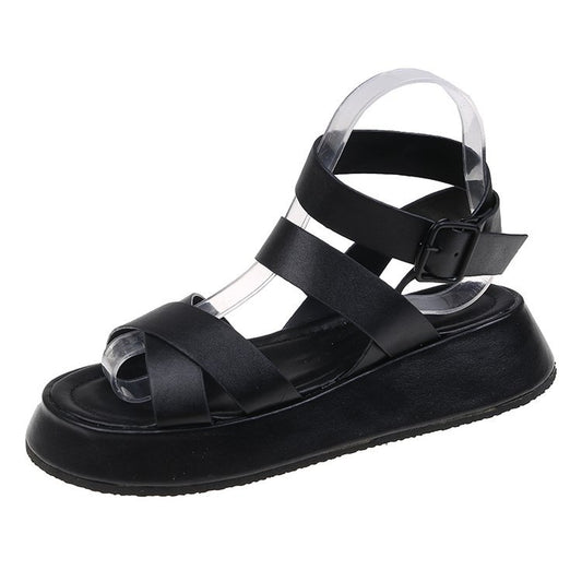 Sandalias Romanas Retro con Plataforma Elevada y Hebilla Delgada - Image 2
