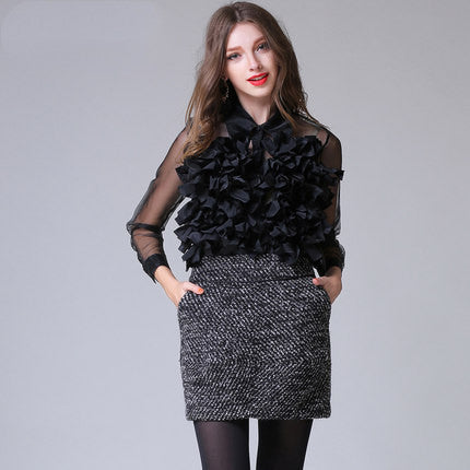 Blusa Transparente Elegante de Organza con Mangas Largas - Image 2
