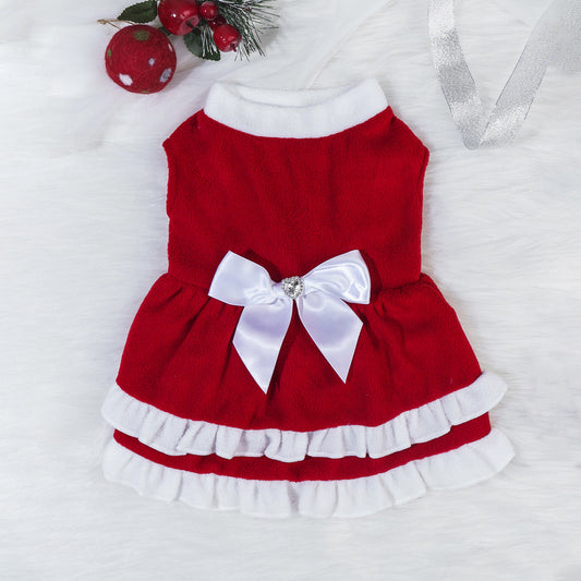 Vestido Princesa Navideño con Moño Polar para Mascotas - Image 2