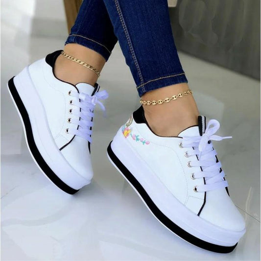 Zapatos Casuales Plataforma Baja Mujer Punta Redonda - Image 2