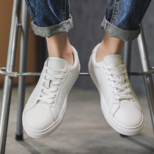 Tenis Blancos de Cuero Respirable con Suela Plana - Estilo Versátil - Image 2