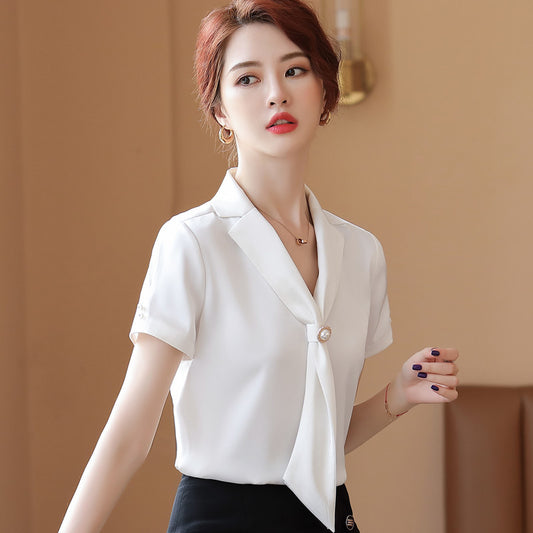 Blusa Suelta de Seda con Escote en V - Camisa Fluida Diosa Elegante - Image 2