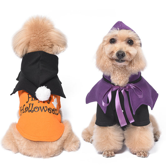 Suéter de Calabaza Divertido de Dos Piezas para Perros - Poncho Incluido - Image 2