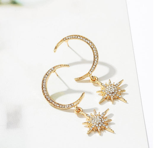 Aretes Largos Versátiles de Estrella y Luna Creciente - Image 2
