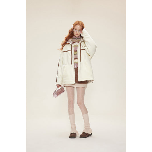 Abrigo de Lana Cordero Vintage Cuadros Reversible Doble Cara Invierno Mujer - Image 2