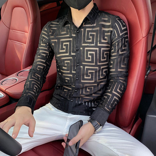 Camisa Estampada de Cuadros para Hombre de Manga Larga - Image 2