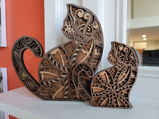 Escultura de Gato Tallada a Mano en Madera - Image 2