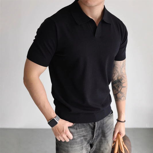 Suéter Tipo Polo de Seda Helada para Hombre - Diseño Sofisticado y Fresco - Image 2
