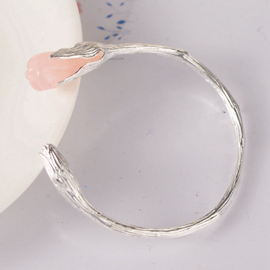 Pulsera de Plata 990 con Tulipán de Cristal Incrustado a Mano - Image 2