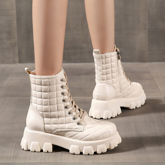 Botas Motociclista Talla Grande Otoño Invierno con Cordones y Suela Gruesa - Image 2