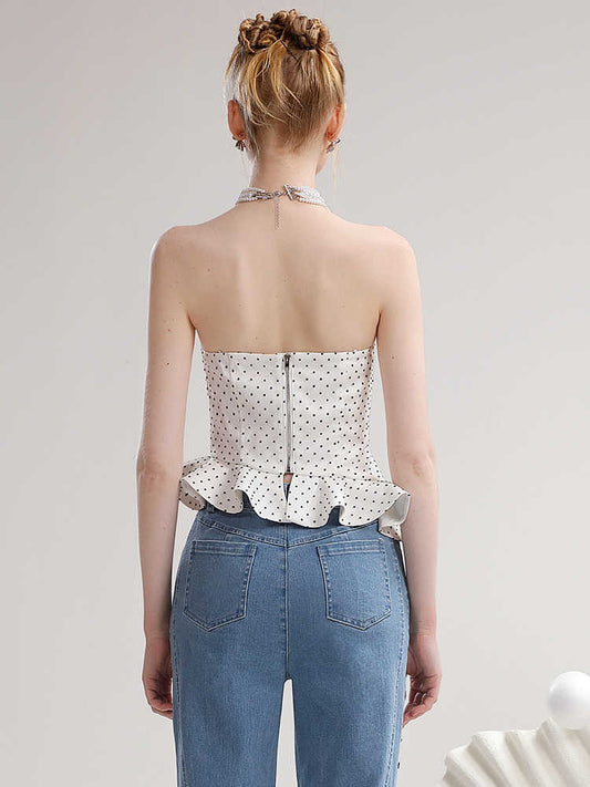 Blusa Fresca de Tirantes Finos con Lunares y Colores Contrastantes - Image 2