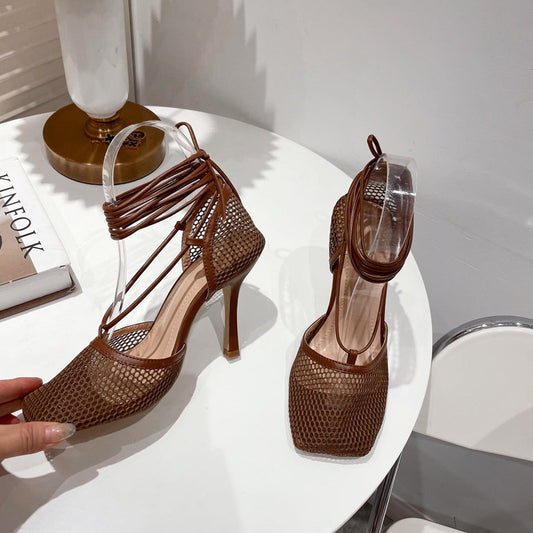 Tacones Altos Cuadrados con Cordones para Mujer - Image 2