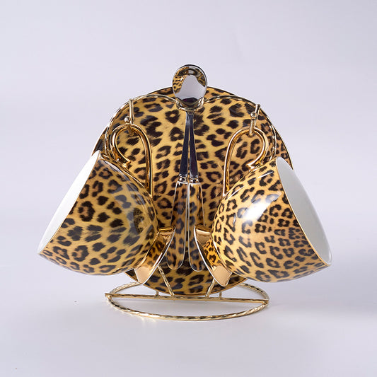 Juego de Taza y Platillo de Porcelana Fina con Diseño Leopardo - Image 2