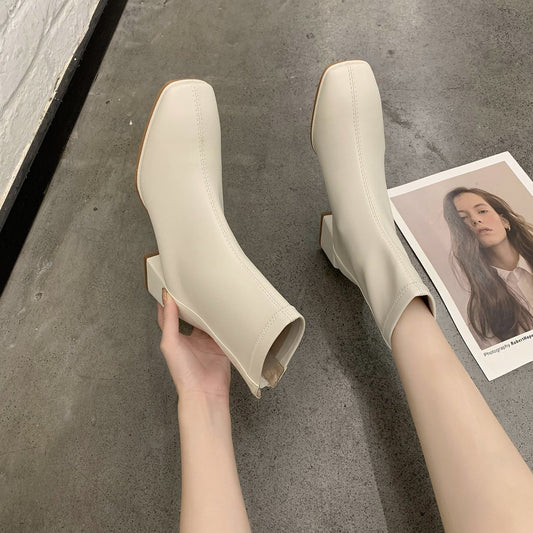 Botas Martin de Invierno con Forro Cálido - Estilo Coreano Cuadrado - Image 2