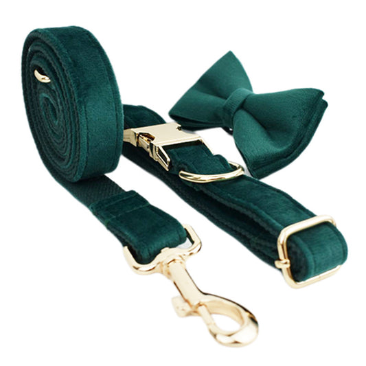 Collar de Mascota en Terciopelo con Cuerda de Tracción - Image 2