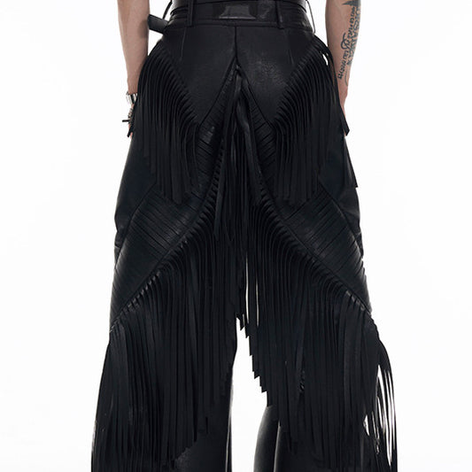 Pantalones de Cuero PU con Diseño Exclusivo y Detalles de Borla - Image 2
