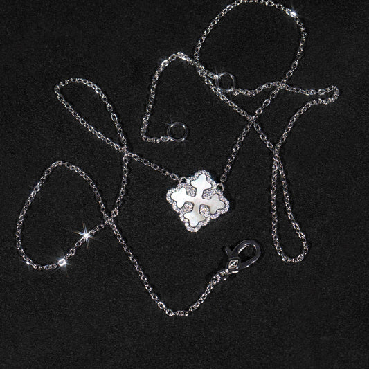 Collar de Plata S925 Diseño Flor de Trébol Fritilaria - Image 2