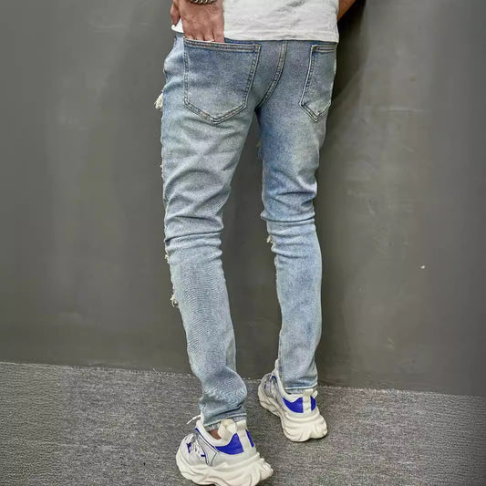 Pantalones Vaqueros Skinny Ajustados para Hombre con Efecto Desgastado - Image 2