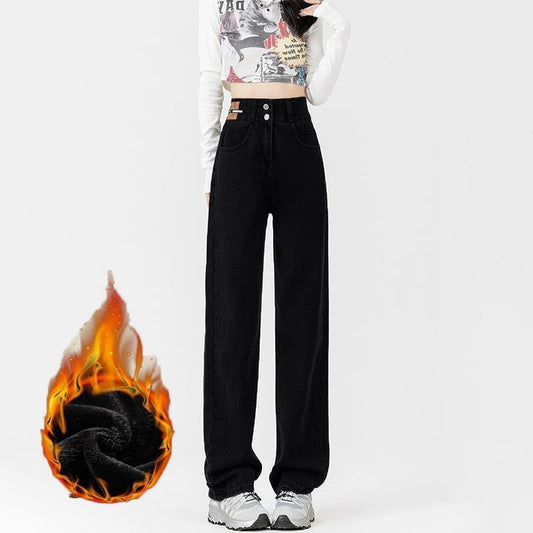 Jeans Anchos Forro Polar Térmico Efecto Adelgazante para Mujer - Image 2